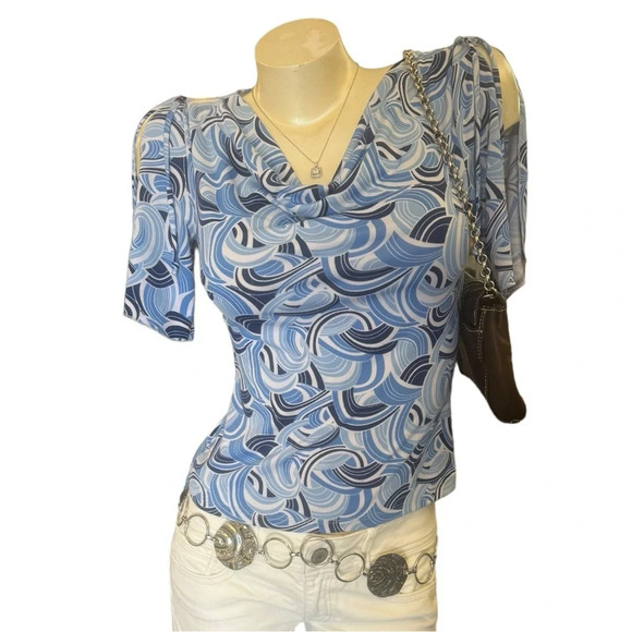 Vintage 90s Y2K Top, Vintage Abstract Top, Vintage AOP Top - Picture 5 of 12